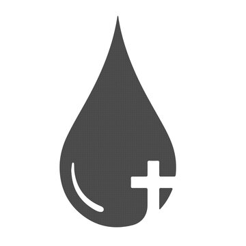 Blood Donation Drop Icon with Cross for Medical Healthcare Transfusion and Hospital Emergency Symbol Isolated Transparent PNG File
