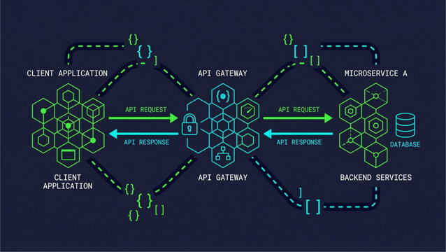 Set of API architecture icons vector, 15 elements, flowchart symbols