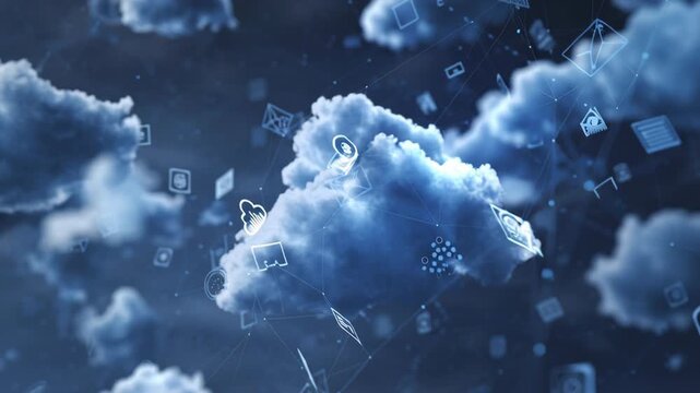 Cloud Storage Concept with Icons Floating.