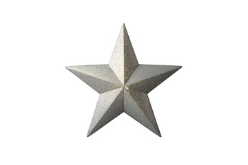 Fototapeta premium Silver glitter textured star presenting a decorative ornament for christmas and holiday season. Transparent background