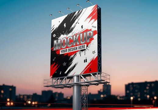 Outdoor Vertical Billboard Urban Mockup