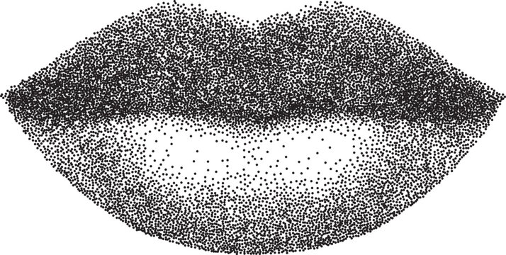 Mouth vintage y2k stipple art, lips halftone stipple brutalist retro vector png with transparent background, grin 2000s aesthetic photocopy effect tattoo