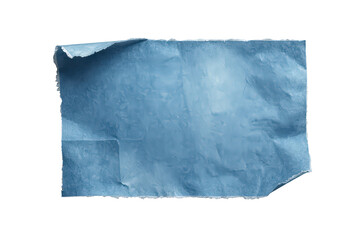 Obraz premium Torn blue paper piece with wrinkled texture and distressed edges, providing a blank aged background, transparent background