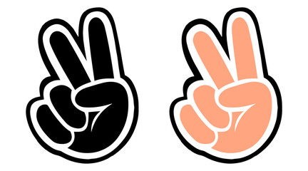 Obraz premium Flat icon of a V-shaped hand gesture for victory or peace, suitable for applications and websites. Vector illustration