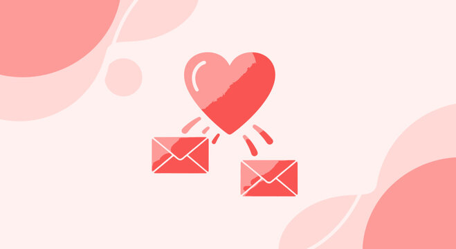 Romantic Mail Delivery: Heart Icon Sending Love Letters on Pastel Background