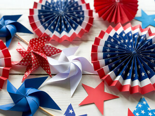 Obraz premium Patriotic paper decorations for independence day celebrations