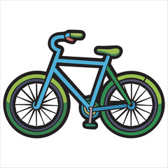 Obraz premium Eco Friendly Bicycle Cartoon Icon – Sustainable Transport Flat Vector Illustration