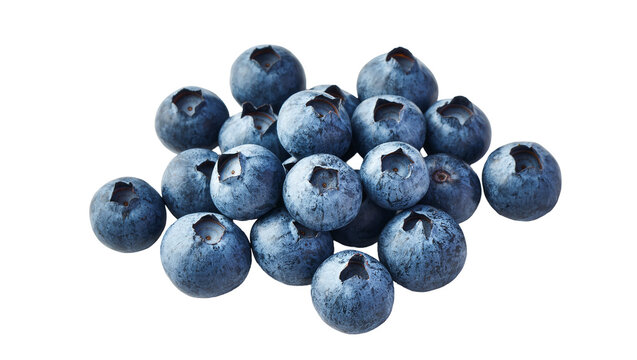 Isolated Fresh ripe blueberries pile, healthy organic superfood fruit for diet and nutrition