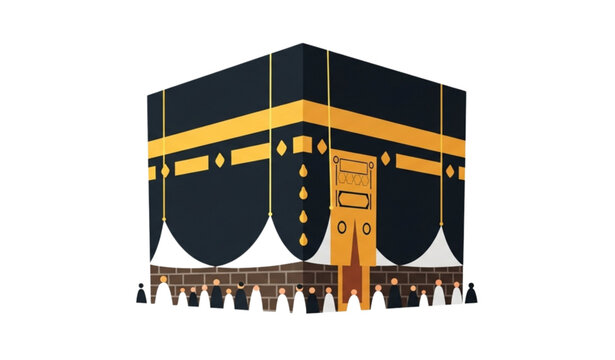 A vector graphic illustration of the Kaaba in Mecca, Saudi Arabia