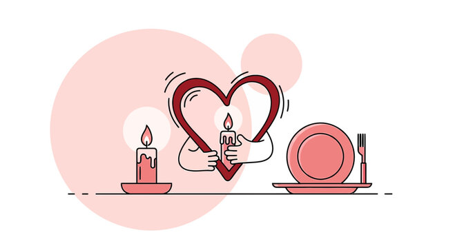 Romantic Dinner with Heart Candlelight Celebration