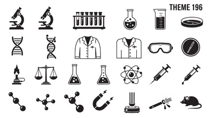 Fototapeta premium Science Laboratory Icons Set with Various Equipment and Tools