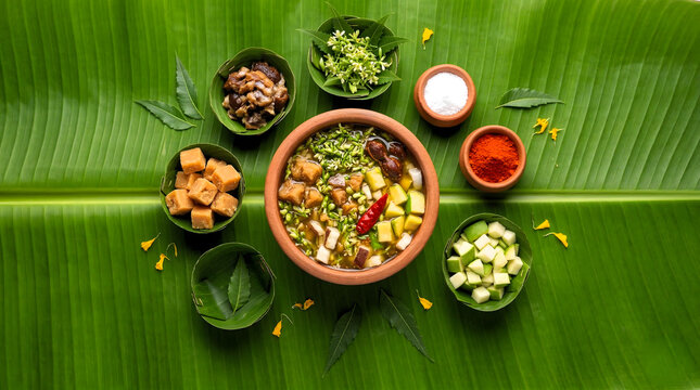 Happy ugadi festival celebration with ugadi pachadi.