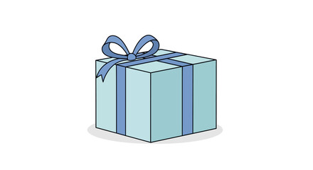 Obraz premium The image depicts a gift box wrapped with a blue ribbon and bow on top.