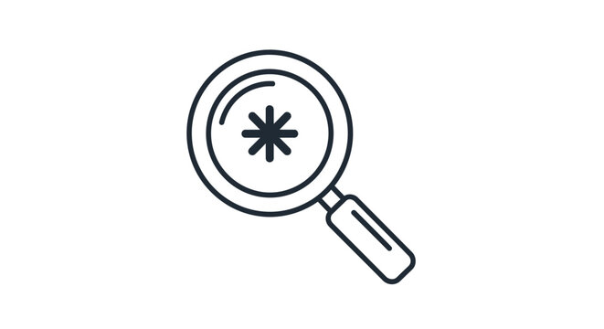 A magnifying glass with an asterisk symbol inside is shown.