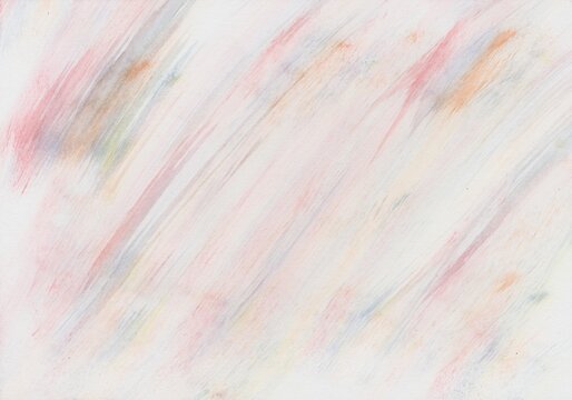 Streaks of color painted diagonally with a watercolor pencil, gently blurred by being applied to damp paper