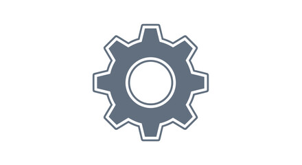 Fototapeta premium A gray gear icon with a white outline is displayed prominently.
