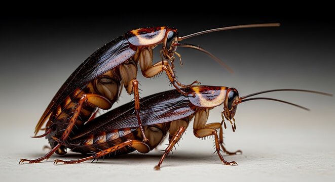 cockroaches in mating interaction where one begins biting the other