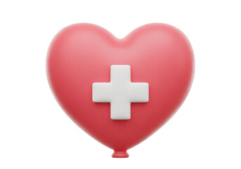 Obraz premium Pink Heart Shaped Medical Balloon with White Cross Symbol