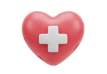 Obraz premium Healthy Heart Symbol with Medical Cross for Healthcare and Wellness