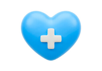 Obraz premium Blue Heart with White Medical Cross Symbol Isolated on White Background