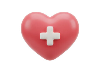 Obraz premium 3D Pink Heart Symbol with White Medical Cross for Health and Care