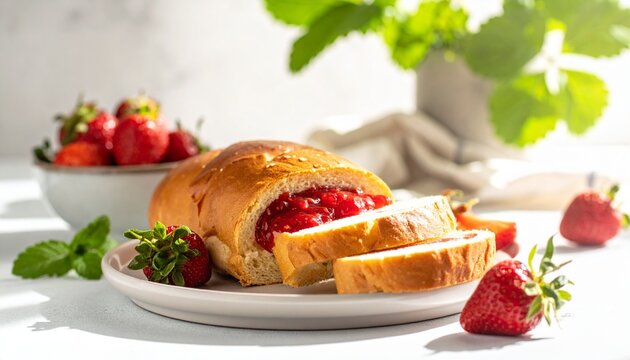 Br&ouml;tchen mit Erdbeermarmelade
