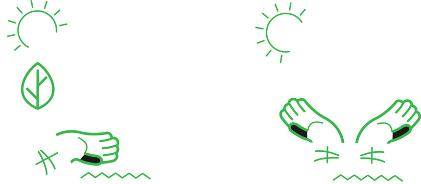 Illustration of weather signs and corresponding hand signals for communication