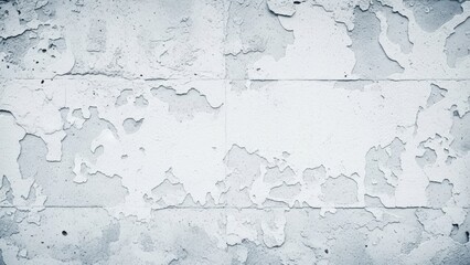 Obraz premium Grungy White Painted Wall Texture with Extensive Cracks and Peeling Layers of Weathered Plaster