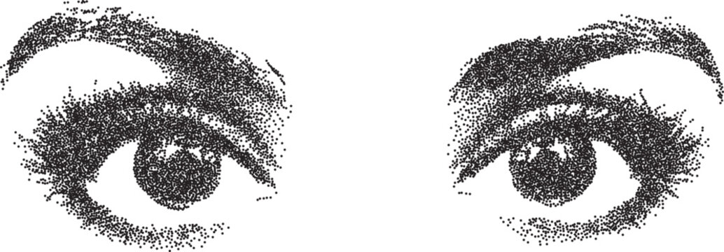 Eye retro y2k stipple design vision halftone brutalist urban vector png with clear background, iris 2000s photocopy grunge tattoo gen z effect