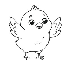 Obraz premium Cute little chick - coloring book element. Vector illustration isolated on a white background