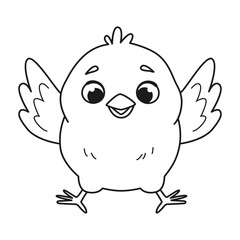 Obraz premium Cute little chick - coloring book element. Vector illustration isolated on a white background