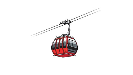 Red cable car suspended on wires © wdflm