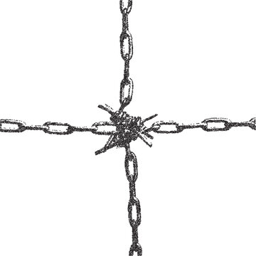 Chain retro y2k stipple design link halftone brutalist urban vector png with clear background, metal 2000s photocopy grunge tattoo gen z effect