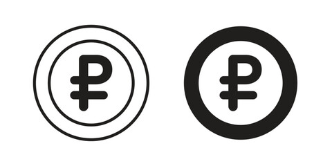 Obraz premium Ruble icon vector pack. Thin linear and black flat style.