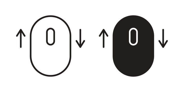 Scroll down up icon vector pack. Thin linear and black flat style.