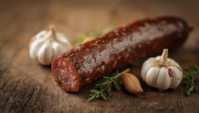 Garlic and herb liver sausage. Circassian dish