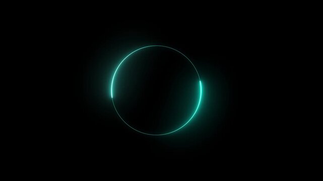 Abstract glowing cyan circle on a black background, futuristic, Ring Light, Sci Fi, Web Design