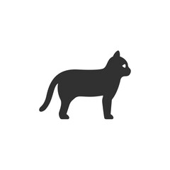 Fototapeta premium Cat animal silhouette icon. Domestic pet and feline companion concept. Monochrome black and white symbol