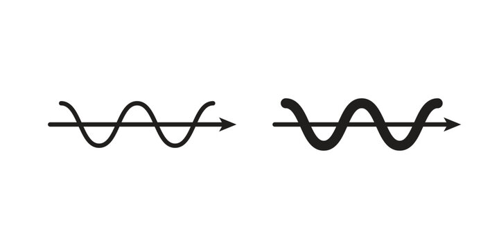 Wave sine icon vector pack. Thin linear and black flat style.