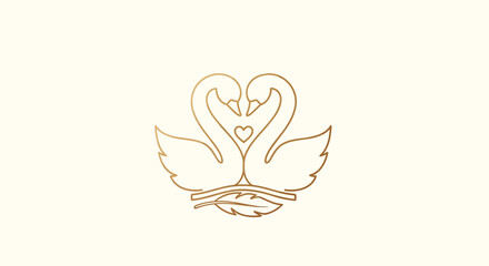 Fototapeta premium Vector swan heart icon, minimalist line art