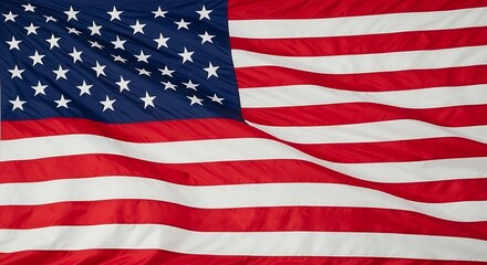 Obraz premium Waving fabric with red and white stripes and blue field with white stars.