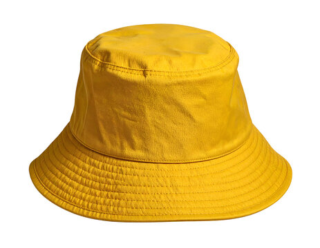 Blank Yellow Cotton Bucket Hat Mockup Isolated on White Background