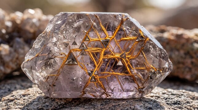 Stunning Natural Quartz Crystal Inclusion with Golden Rutilated Threads.