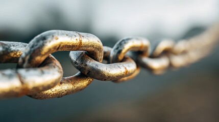 Fototapeta premium Close-Up of Metal Chain Links with Detail