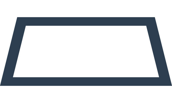 A dark blue trapezoid shape sits on a white background