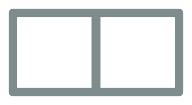 A gray rectangular frame with two panels is shown on a white background.