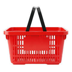Fototapeta premium Empty red shopping basket with black handles