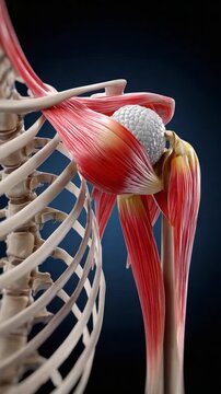 Anatomy of Shoulder Joint: This image is a detailed anatomical representation of a shoulder joint, showcasing the intricate interplay of bones, muscles, and tendons.