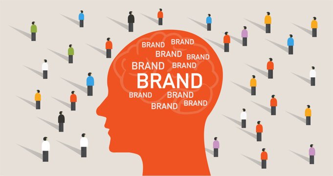Brand perception and positioning strategy in consumer mind concept vector illustration