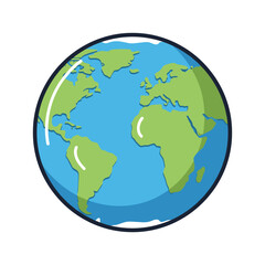 Fototapeta premium Simple Flat Earth Globe Map of Western Hemisphere